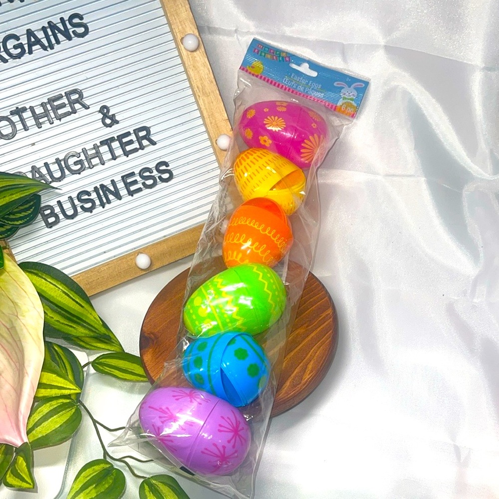 Easter 6 Plastic Eggs Festive Mix Fillable Easter Fun Eggs! NEW